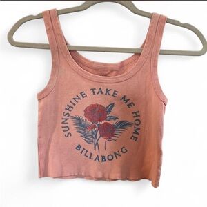 Billabong Coral Pink Graphic Cropped Tank
